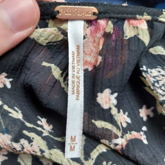 Free People Womens Floral Ruched Long Sleeve Crop Top M - Picture 4 of 4